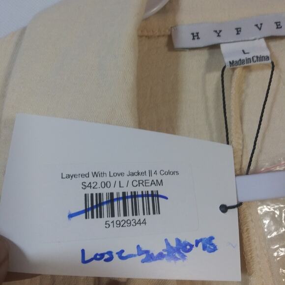 Hyfve Layered With Love Cream Natural Neutral Classic Jacket Size L - Picture 7 of 11